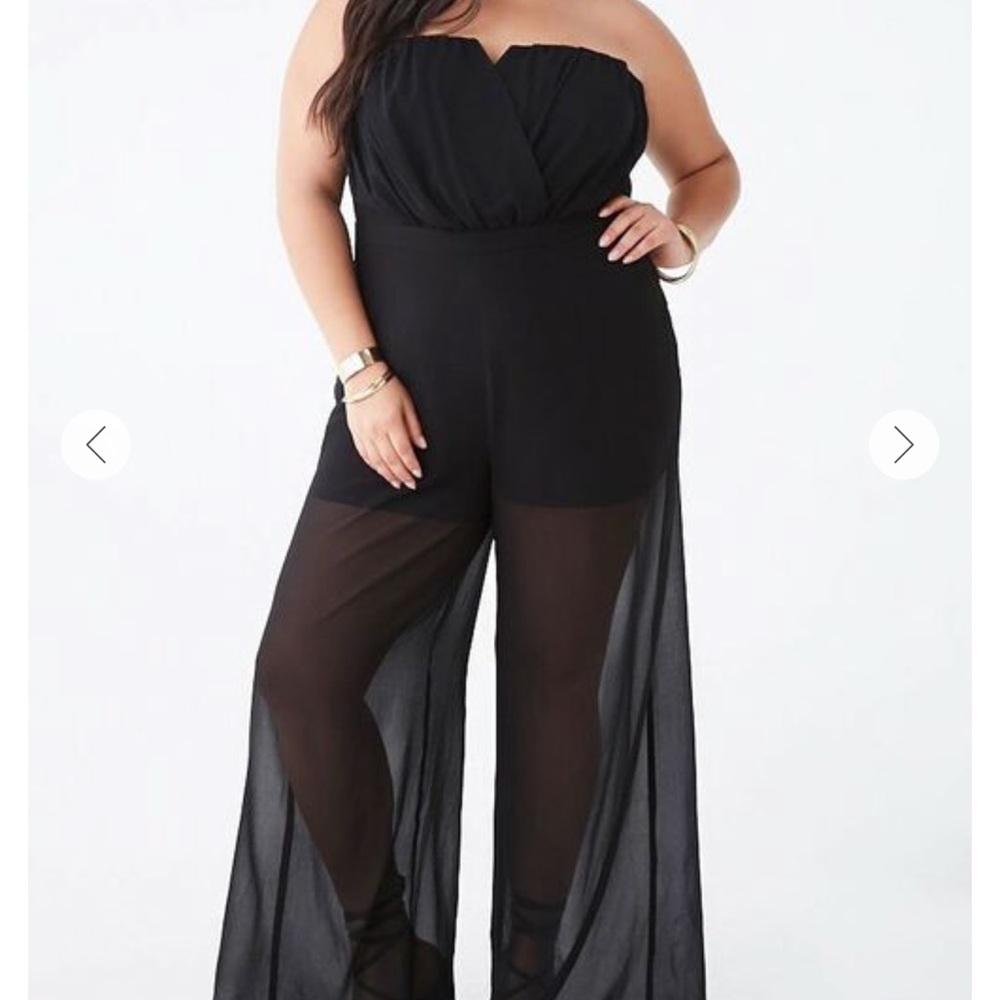 SOLD SOLD SOLD Strapless Chiffon Jumpsuit / Size: OX - Picture 2 of 7